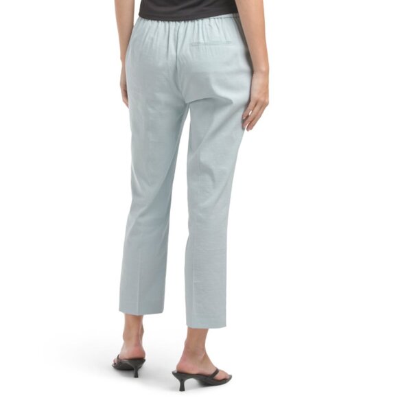 THEORY Pearl Blue Linen Blend Treeca Pull-on Good Pants - Picture 2 of 2